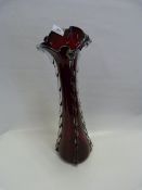 Dark Red 70's Style Glass Vase