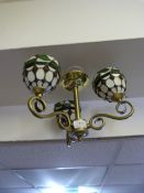 Three Branched Leaded Light Shade Chandelier