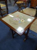 Embroidered Topped Fold Away Tea Table