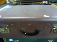 Brown and Cane Vintage Suitcase