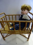 Cane Crib with Doll