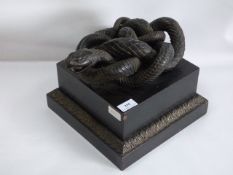 Bronze Study of a Snake on Associated Plinth