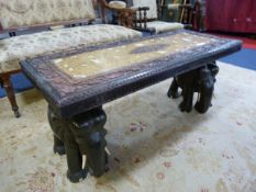 Ivory Inlaid Carved Elephant Table