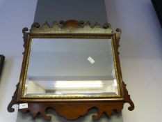 Mahogany Framed Bevelled Glass Mirror with Gilt Detail