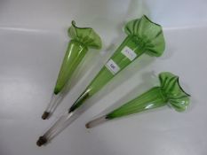 Three Green Glass Epergne Pieces