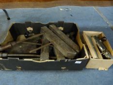 Two Boxes of Planes, Brassware, Clamps, Etc