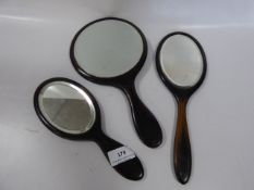 Set of Three Ebony Mirrors