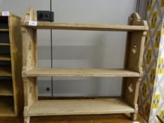 Country Style Pine Wall Mounted Three Tier Shelf