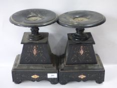 Two Stands of a Clock Garniture in Slate