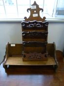 Oak Bookshelf and a Mahogany Wall Mounted Letter Rack