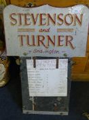 Stevensons & Turner Hand Painted and Aluminium Sign