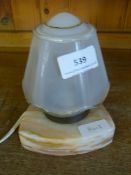 Opaque Glass Table Lamp on Marble Plinth