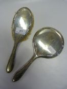 Silver Cased Brush and Hand Mirror