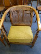 Bedroom Chair with Bergere Back and Upholstered Seat