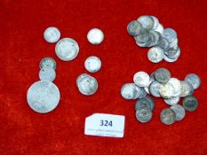 Assorted Silver Sixpences, Etc