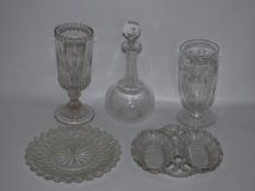 Collection of Glass Including; Celery Vases, Etc