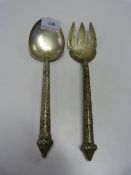 Pair of White Metal Salad Servers