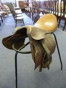 Leather Saddle and Stirrups