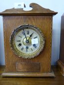 English Oak Cased Mantel Clock 1875