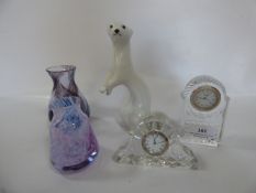 Two Glass Clocks, Russian Weasel and Two Vases