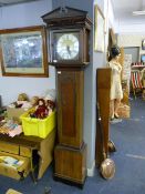 Oak Longcase Clock with Brass and Roman Numeral Dial