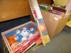 Box of Assorted Games, Boxed Tea Set, Etc