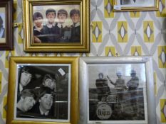Three Silver Framed Photograph of the Beatles Two Colour and One Black and White