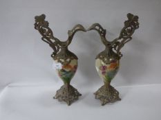 Two Metal and Pottery Urns