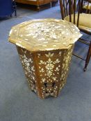 Indian Style Table with Inlaid Mother of Pearl and Ivory Detail