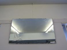 Bevelled Edge Cut Glass Wall Mirror Depicting a Sailing Boat