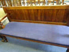 Pine Settle with Upholstered Seat