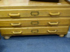 Three Drawer Light Oak Plan Chest