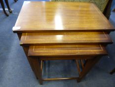 Edwardian Mahogany Nest of Three Tables with String Inlay and Crossbanding