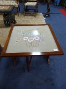 Embroidered Topped Fold Away Tea Table
