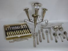 Silver Plated Epergne and Cutlery