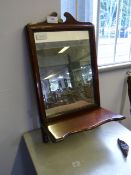 Mahogany Framed Wall Mounted Mirror with Shelf