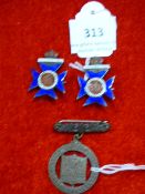 Two Silver and Enamel Badges with a Police Constable Medal