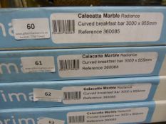 *Prema Bushboard Calacatta Marble Curved Breakfast Bar 3000mm by 955mm Ref:360085