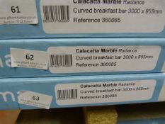 *Prema Bushboard Calacatta Marble Curved Breakfast Bar 3000mm by 955mm Ref:360085