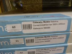 *Prema Bushboard Calacatta Marble Curved Breakfast Bar 3000mm by 955mm Ref:360085