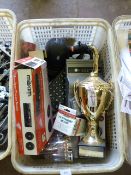*Mixed Lot Containing Clocks, Sports Trophies, Rechargeable Lamps, Car Stereo, Etc