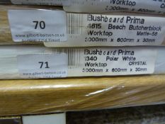 *Prema Bushboard Polar White Worktop 3000mm by 600mm by 30mm