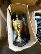 *Mixed Box Containing Rechargeable Vacuum Cleaners, Cameras, Sports Trophies, Etc