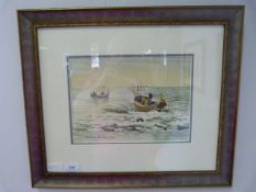 Patrick Binton Watercolour of Two Fishing Vessels