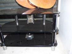 Black Glass Three Tier TV Stand