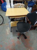 Beech and Silver Home Desk with Swivel Chair