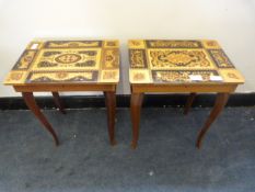 Pair of Musical Inlaid Needle Work Tables