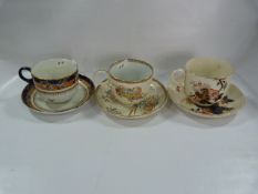 Three Large Victorian Cups and Saucers