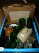 Box of Frames, Books, Glasses, Etc