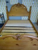 Carved Pine Double Bed